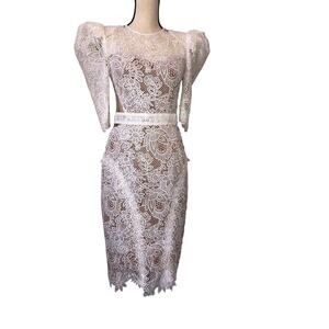White Graduation Dress Bronx Banco Madeleine Size XS/2 Lace Romantic Revolve